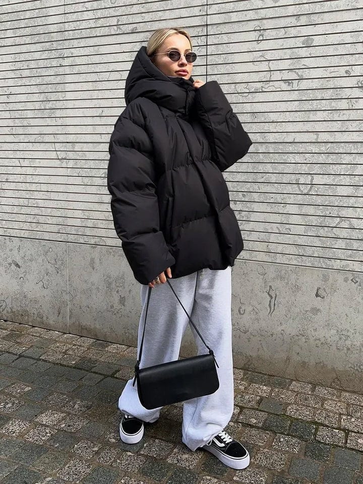 Ivella | Oversized gewatteerde pufferjas voor dames met hoge kraag – Warme winterjas
