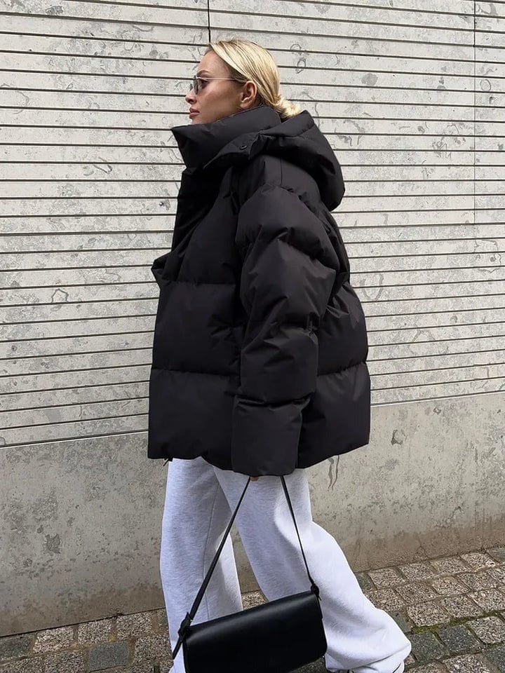 Ivella | Oversized gewatteerde pufferjas voor dames met hoge kraag – Warme winterjas
