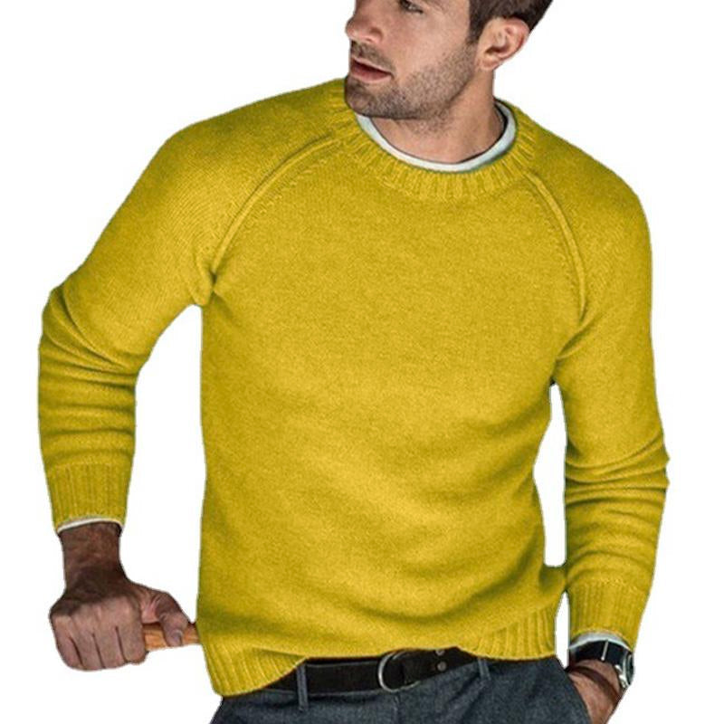 Nivian | Klassieke gebreide trui voor heren – Effen trui met ronde hals voor herfst/winter