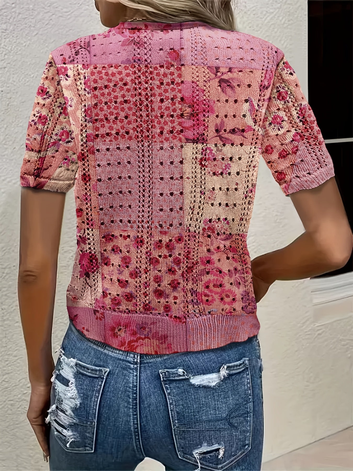 Eenira | Dames Bohemian Haakwerk Vest – Korte V-Hals, Kleurrijk Gebreid Bovenkledingstuk