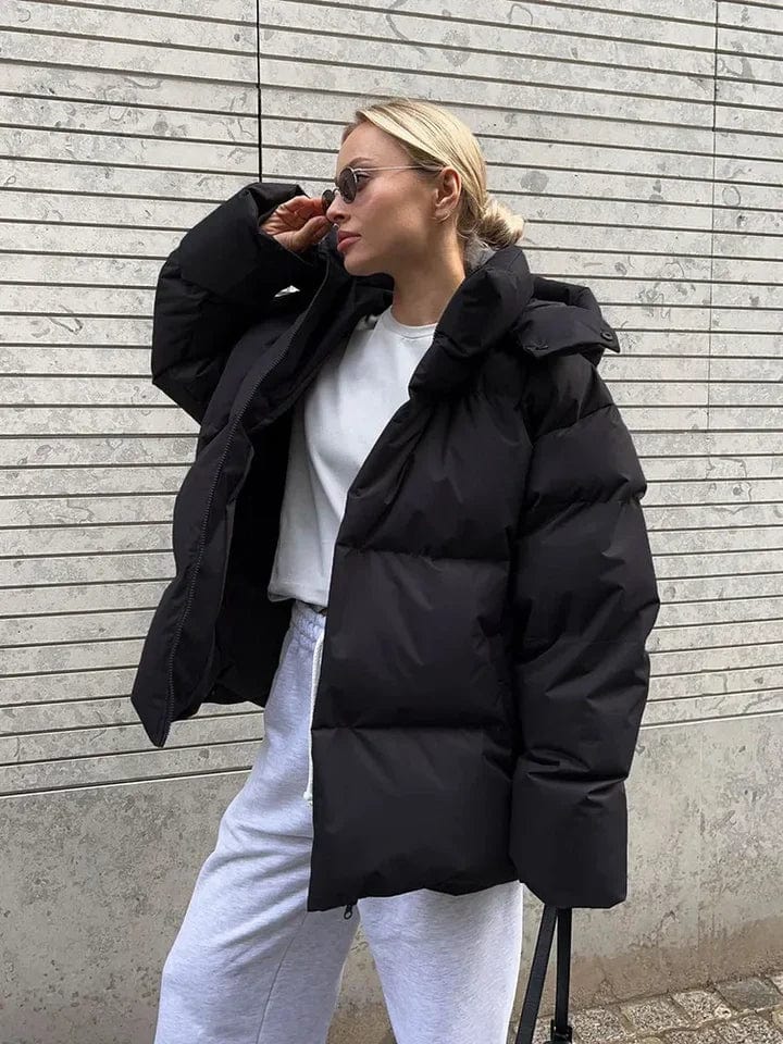 Ivella | Oversized gewatteerde pufferjas voor dames met hoge kraag – Warme winterjas