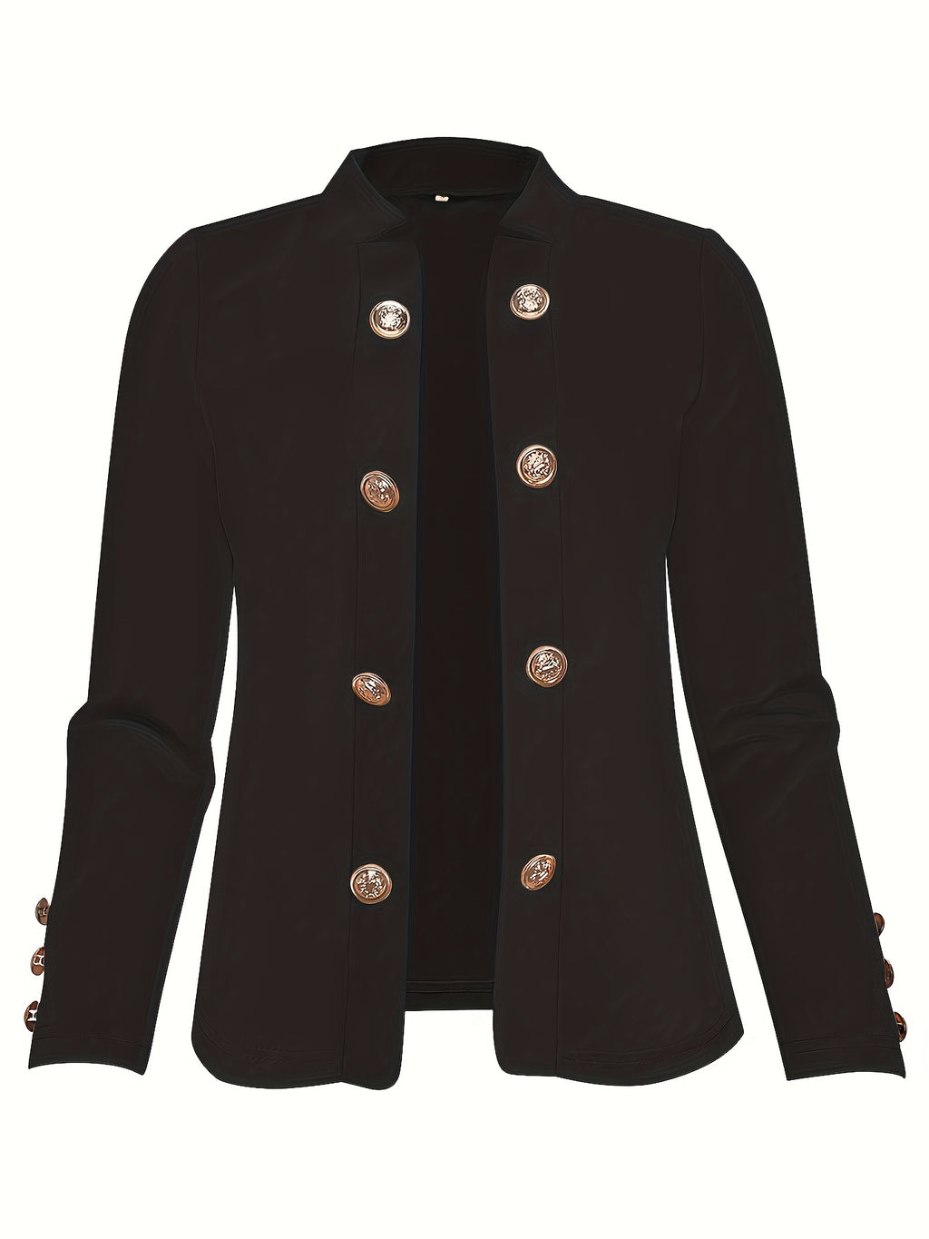 Enidra | Casual polyester jas voor dames – Manchetknopen en elegante knoopaccenten