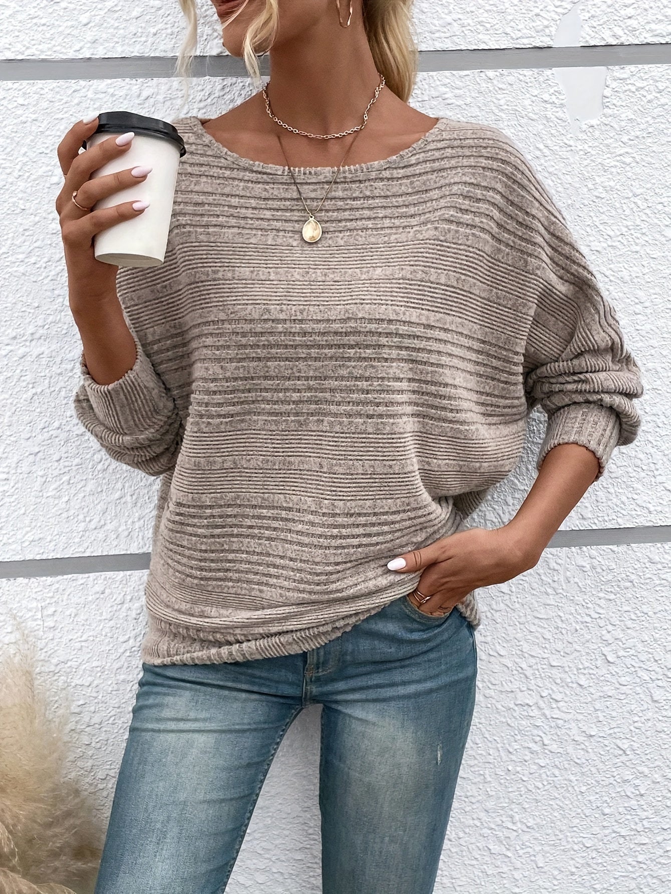 Zosia | Casual Vrouwen Trui met Batwing Mouwen - Losse Pasvorm Top Met Crew Hals