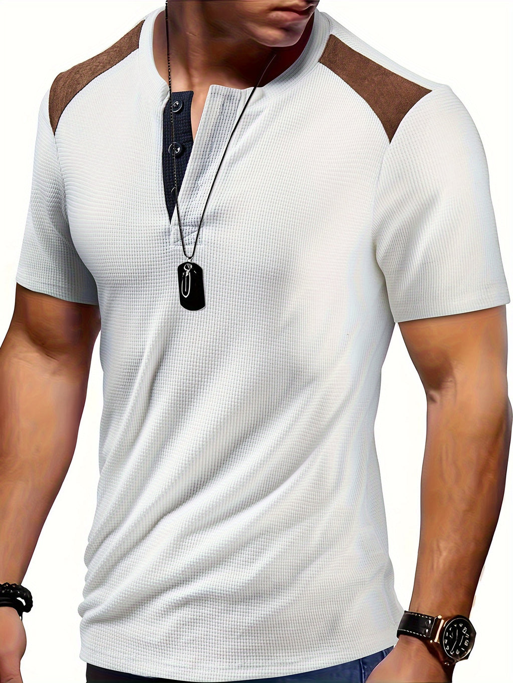 River | Herenhemd met wafelstructuur - Casual shirt met korte mouwen en twee kleuren