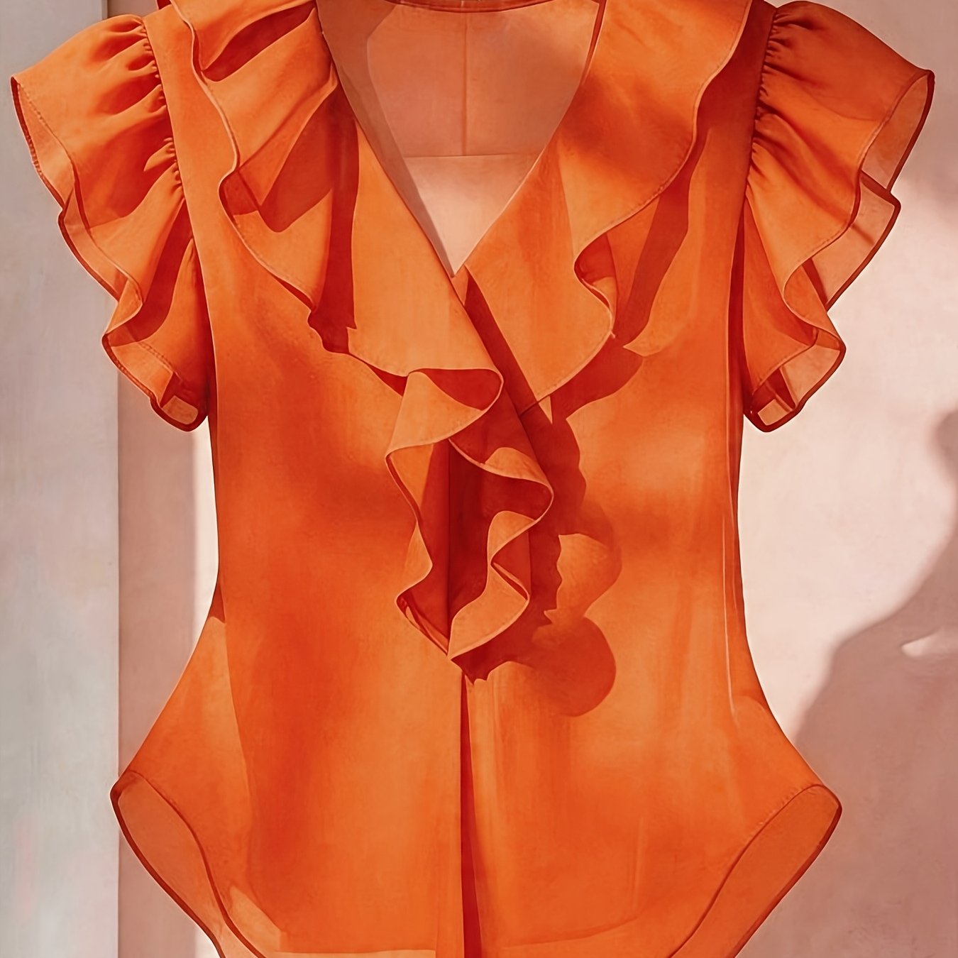 Emia | Dames chiffon blouse met ruches en korte mouwen – Franse stijl top, elegante lichte casual blouse