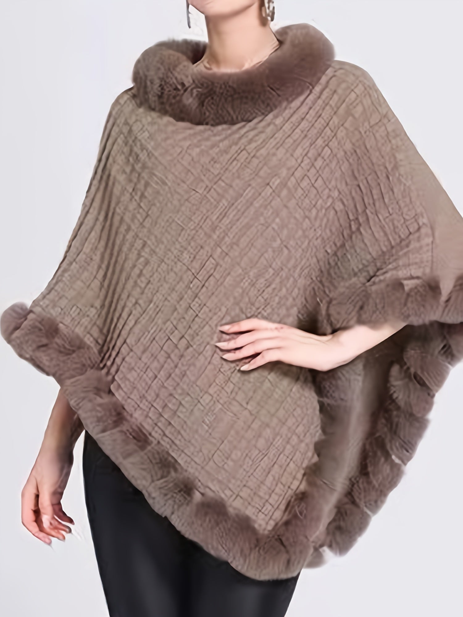 Faira | Elegant gebreide coltrui - bontrand, onregelmatige zoom, thermo damescape