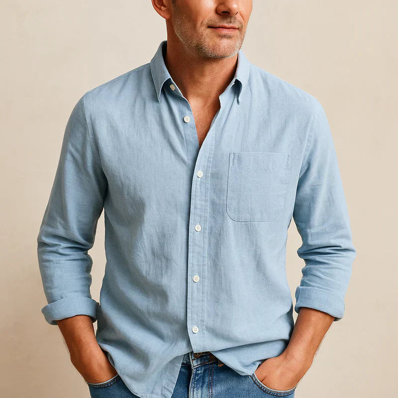 Eryx | Heren casual linnen overhemd – ademend model met lange mouwen en knoopsluiting
