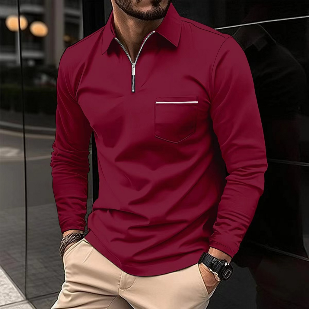 Cassiel | Heren poloshirt met lange mouwen – Klassiek casual herenshirt, comfortabel en ademend