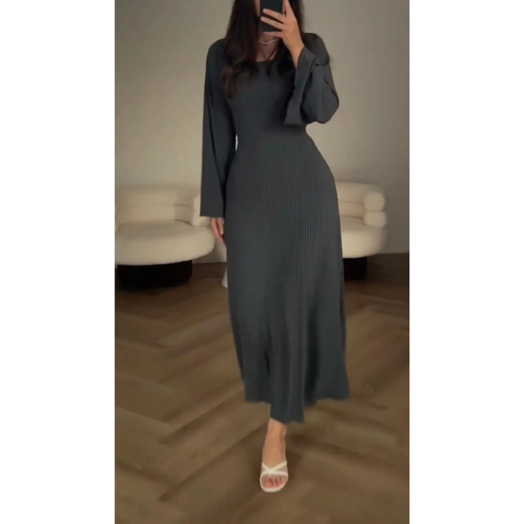 Selma | Ribbed Long Sleeve Maxi Dress - Elegant, comfortable dress