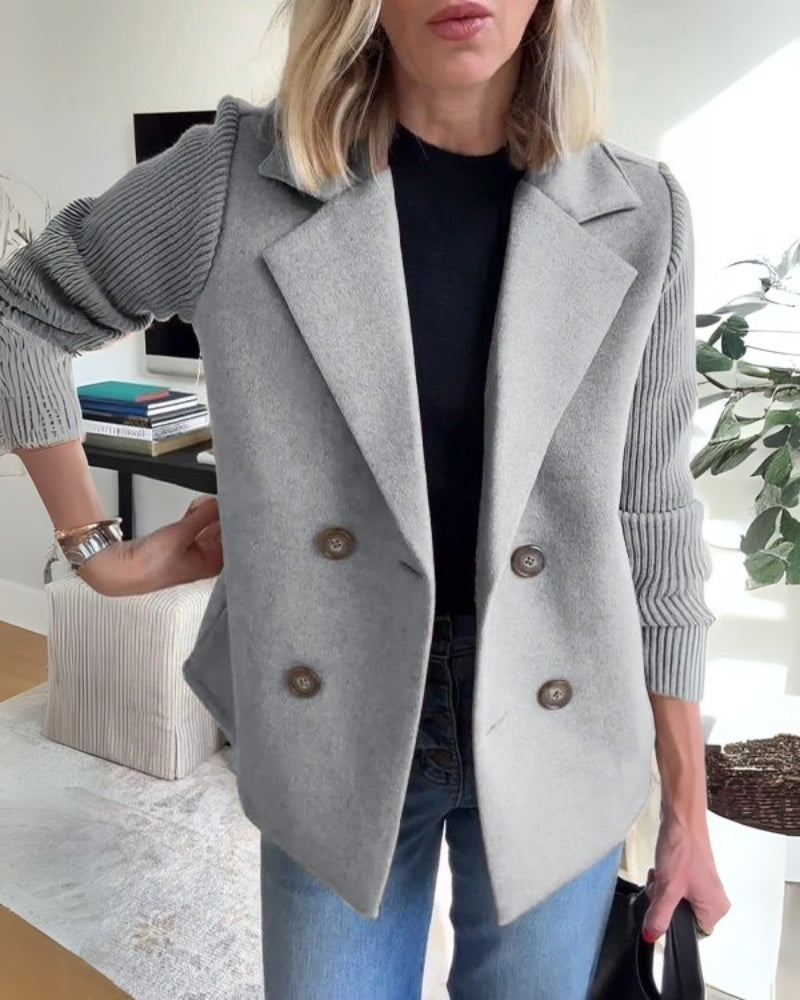 Vaida | Women's Casual Blazer with Knitted Sleeves - Elegant, Soft & Stylish Jacket