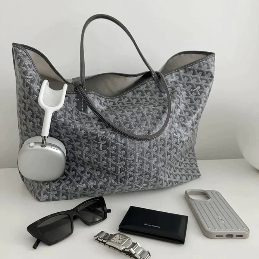 VeroTote | Elegante Leren Schoudertas, Stijlvolle Gedrukte Ontwerp draagtas