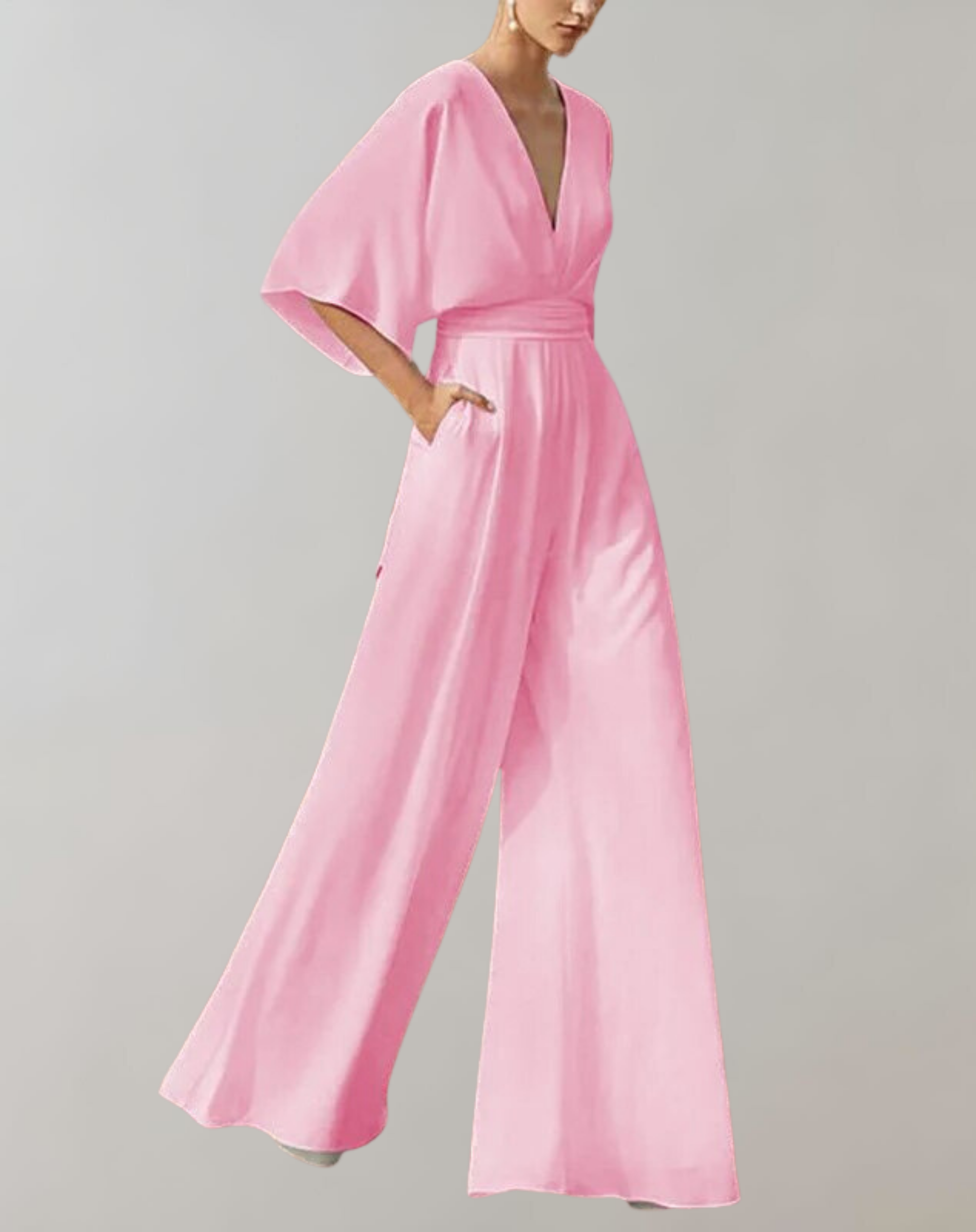 Freyja | Jumpsuit met wijde pijpen voor dames - Losse halve mouwen, elegant en vloeiend eendelig