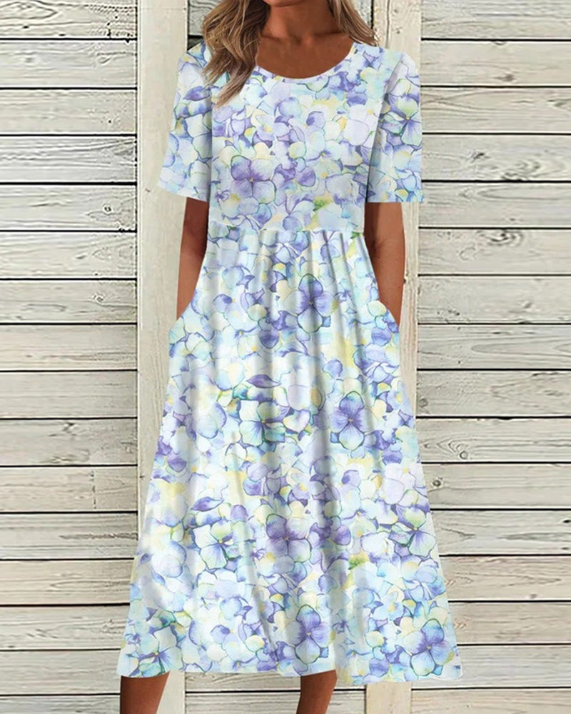 Printed short-sleeved dress - Lina