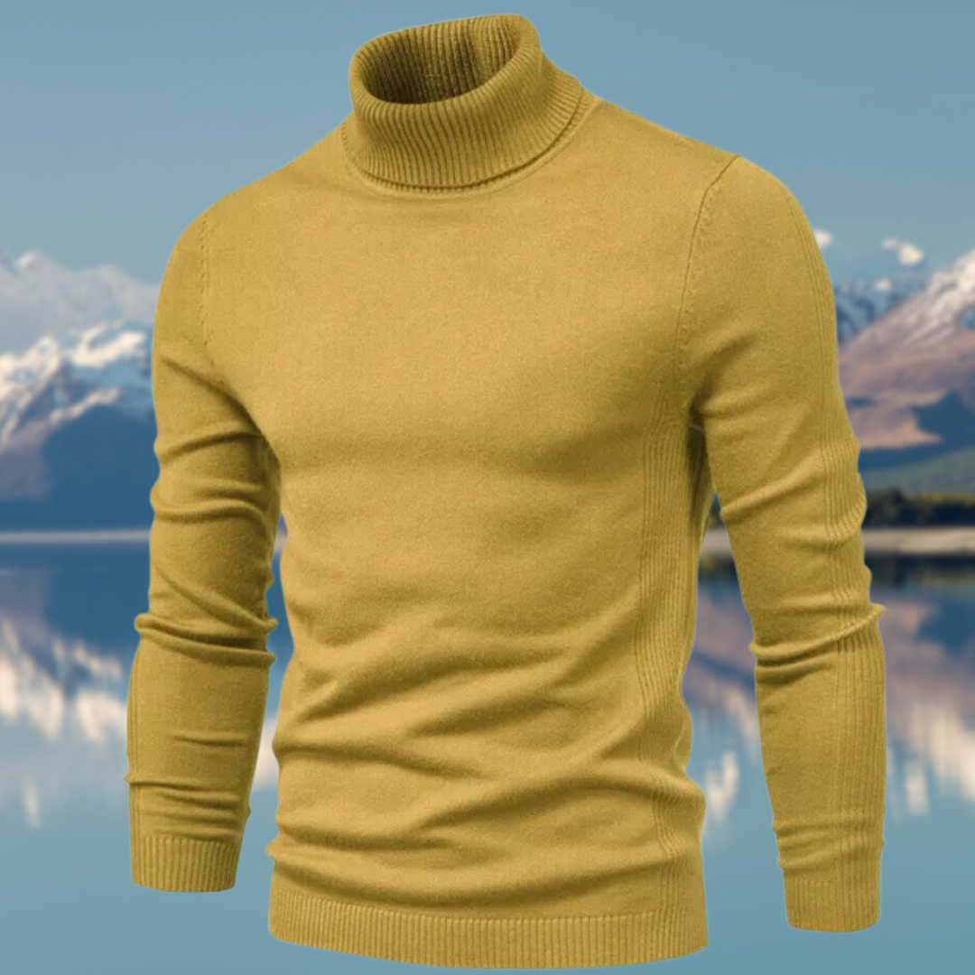 Bastiaan | Klassieke effen coltrui voor heren, gebreide trui met lange mouwen, casual wintertop