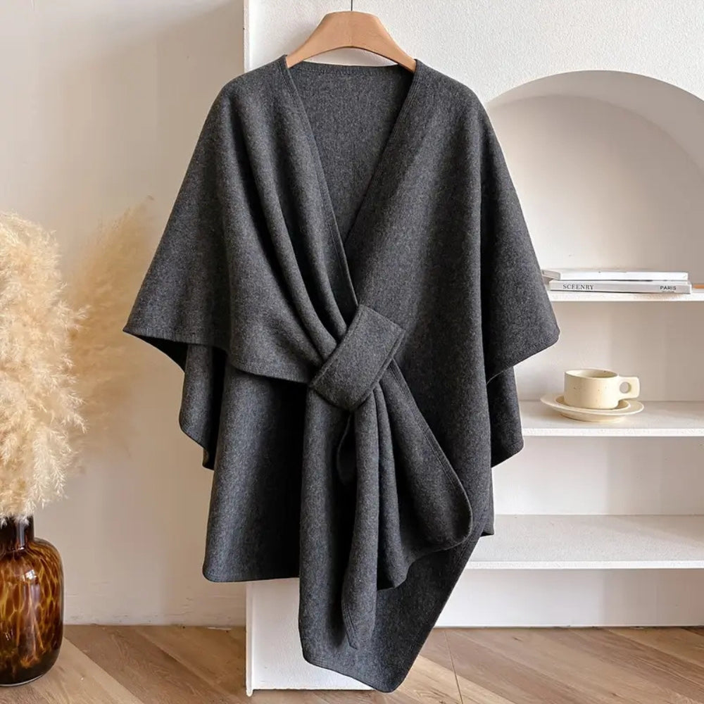Cariselle | Manteau à col châle pour femme – Manteau d'hiver coupe-vent au drapé élégant, léger et stylé