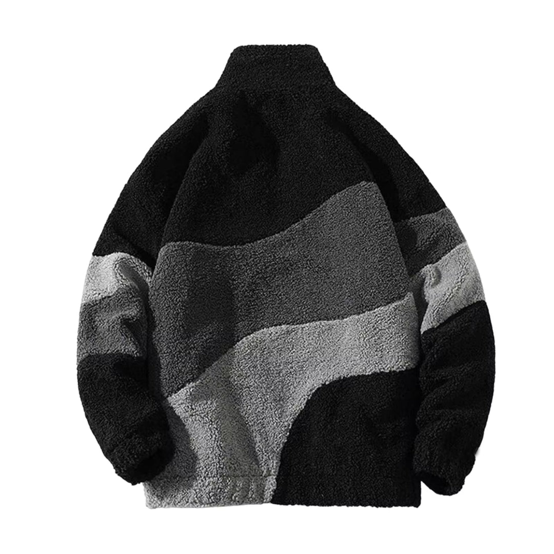 Bernhard | Manteau teddy chaud pour homme à col montant, veste polaire, manteau d'hiver décontracté, modèle bicolore