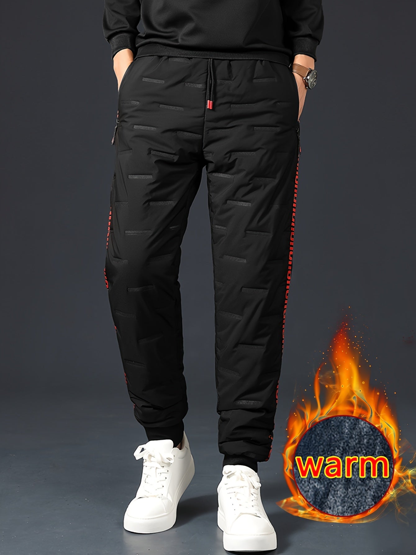 Casper | Heren fleece gevoerde winter jogger broek met rits en koord - warme sportbroek voor buiten activiteiten