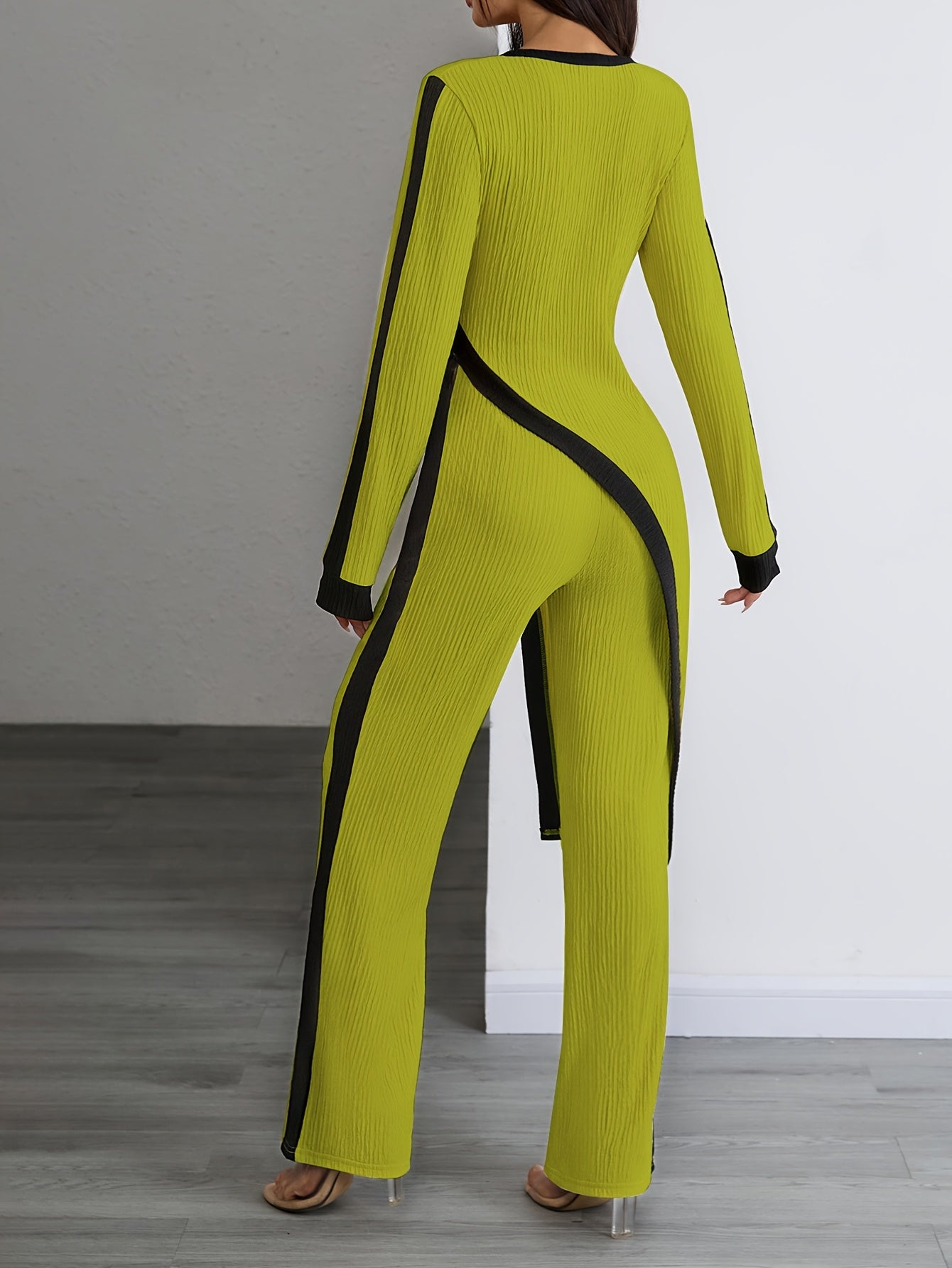 Irelia | Women's Long Sleeve Top and Wide Leg Trousers Set - Elegant Spring Outfit