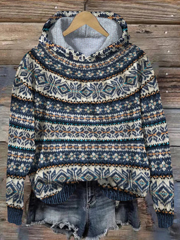 Eline | Warme IJslandse hoodie voor dames, Scandinavische stijl, wolmix, wintertrui