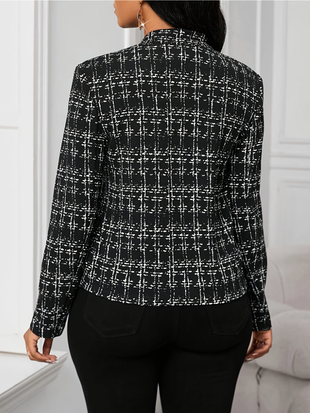 Elsinore | Lichtgewicht geruite damesjas – pied-de-poule-patroon, casual stijlvolle bovenkleding