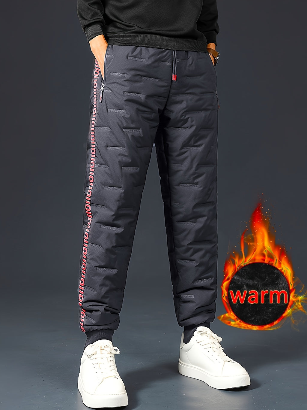 Casper | Heren fleece gevoerde winter jogger broek met rits en koord - warme sportbroek voor buiten activiteiten