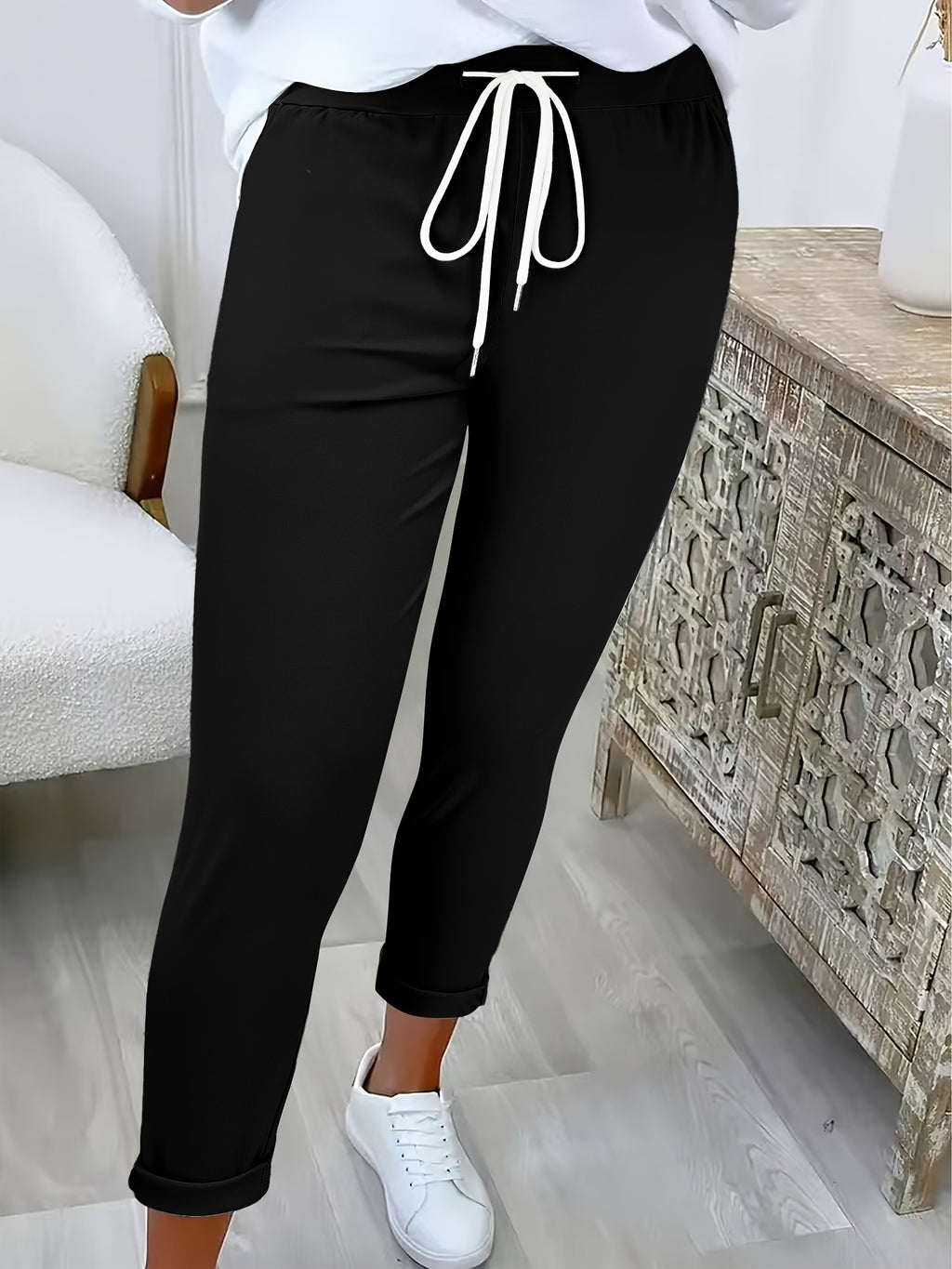 Avelith | Casual broek met trekkoord voor dames – Slim fit, elastische taille, ademend