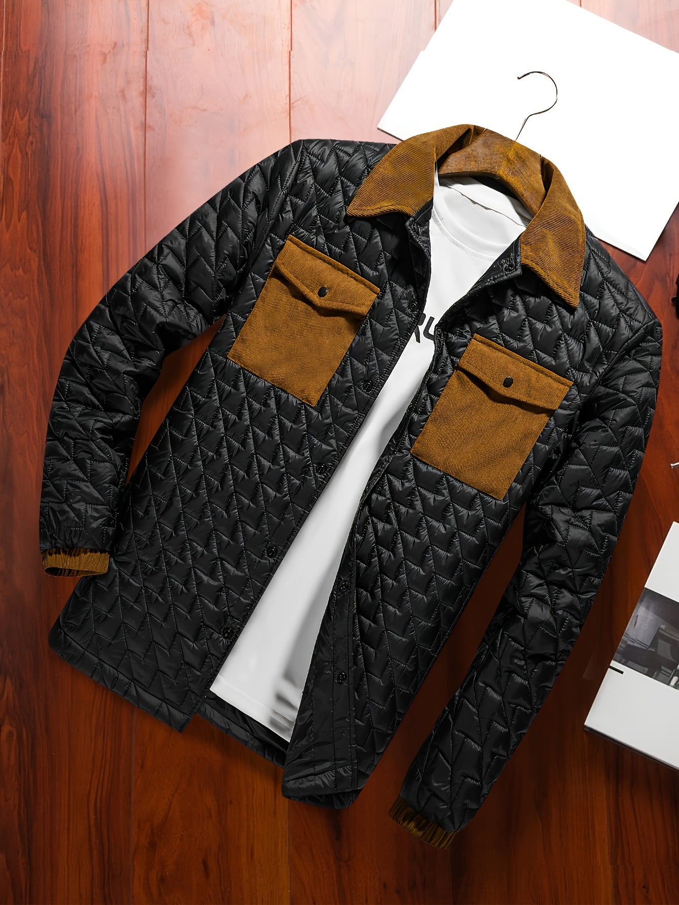 Fortino | Men's Padded Jacket - Contrasting Pockets, Regular Fit, Button Closure