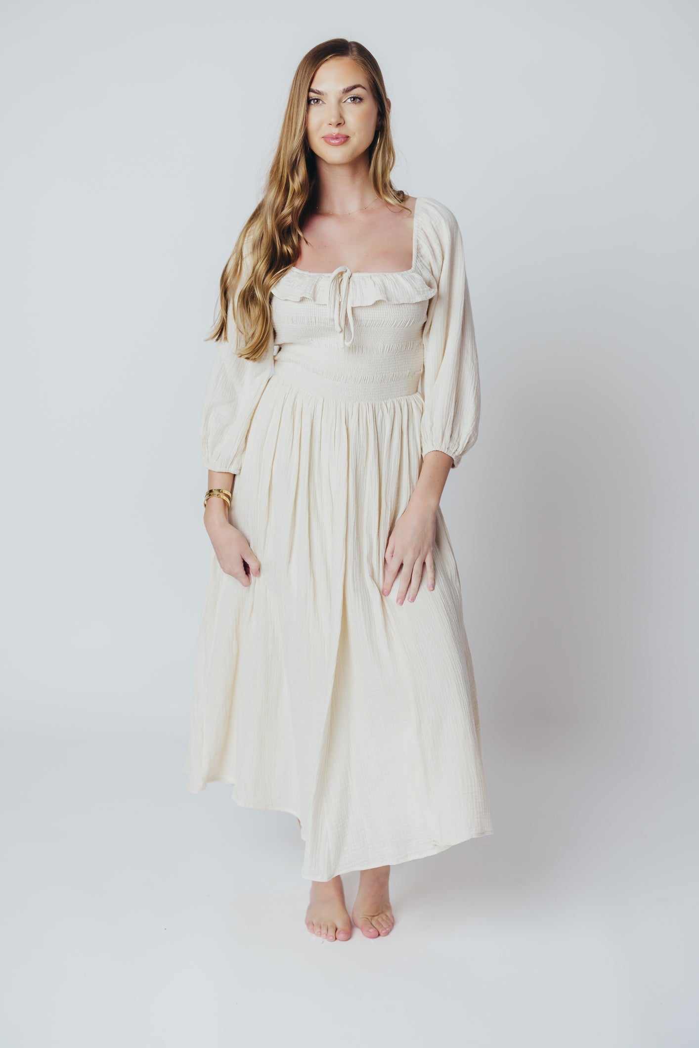 Lurdes | Elegant Flowy Midi Dress for Women - Lightweight A-Line Dress