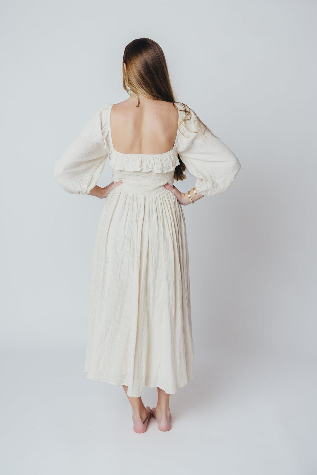 Lurdes | Elegant Flowy Midi Dress for Women - Lightweight A-Line Dress