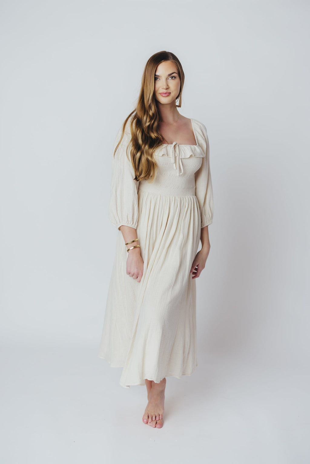 Lurdes | Elegant Flowy Midi Dress for Women - Lightweight A-Line Dress
