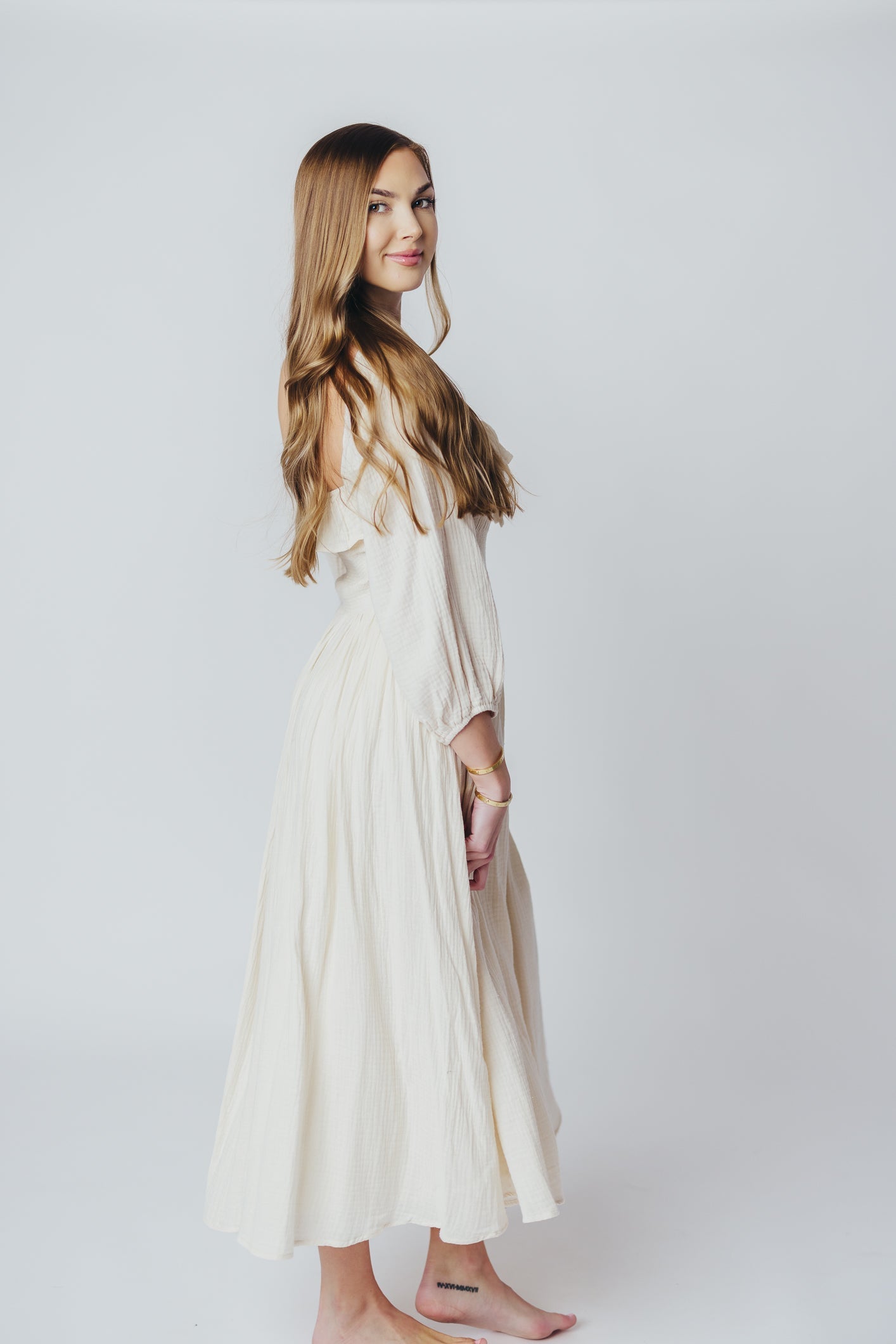 Lurdes | Elegant Flowy Midi Dress for Women - Lightweight A-Line Dress