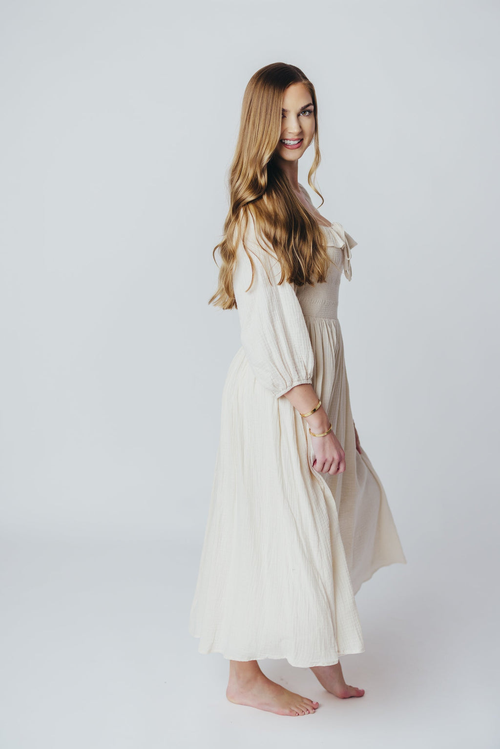 Lurdes | Elegant Flowy Midi Dress for Women - Lightweight A-Line Dress
