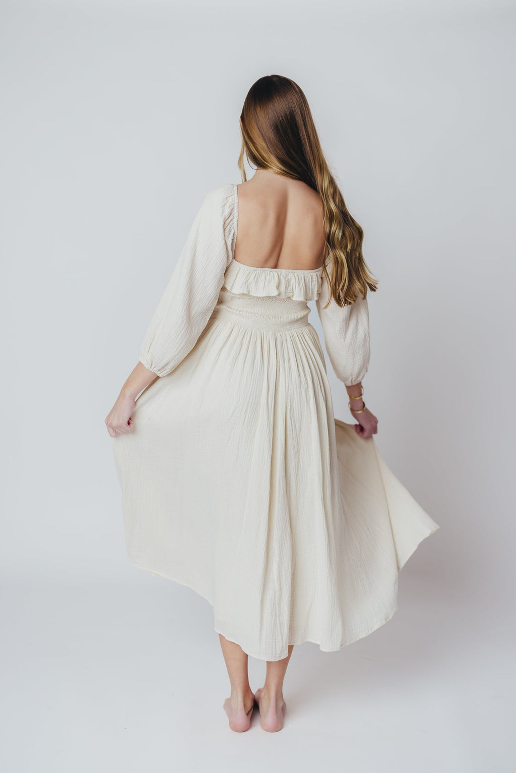 Lurdes | Elegant Flowy Midi Dress for Women - Lightweight A-Line Dress