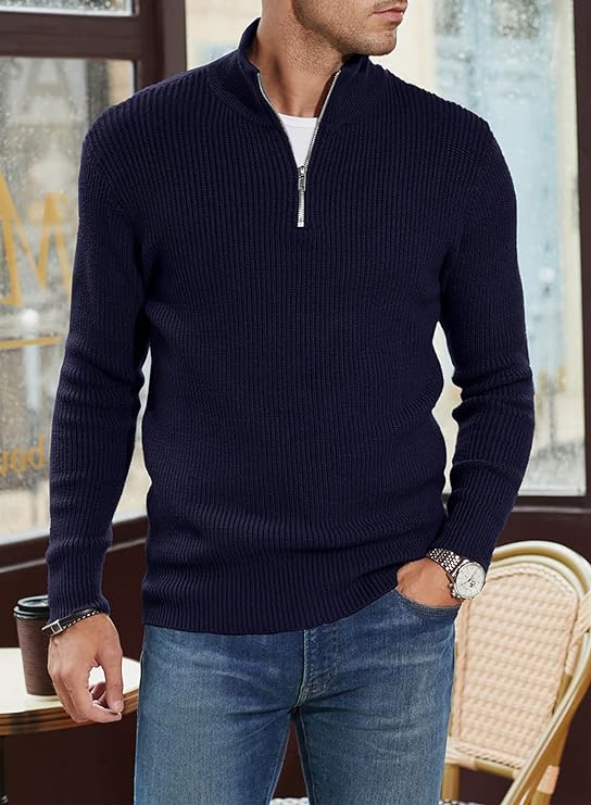 Halvion | Elegante herentrui met halve rits – Stijlvolle Italiaanse pullover voor casual en zakelijke gelegenheden