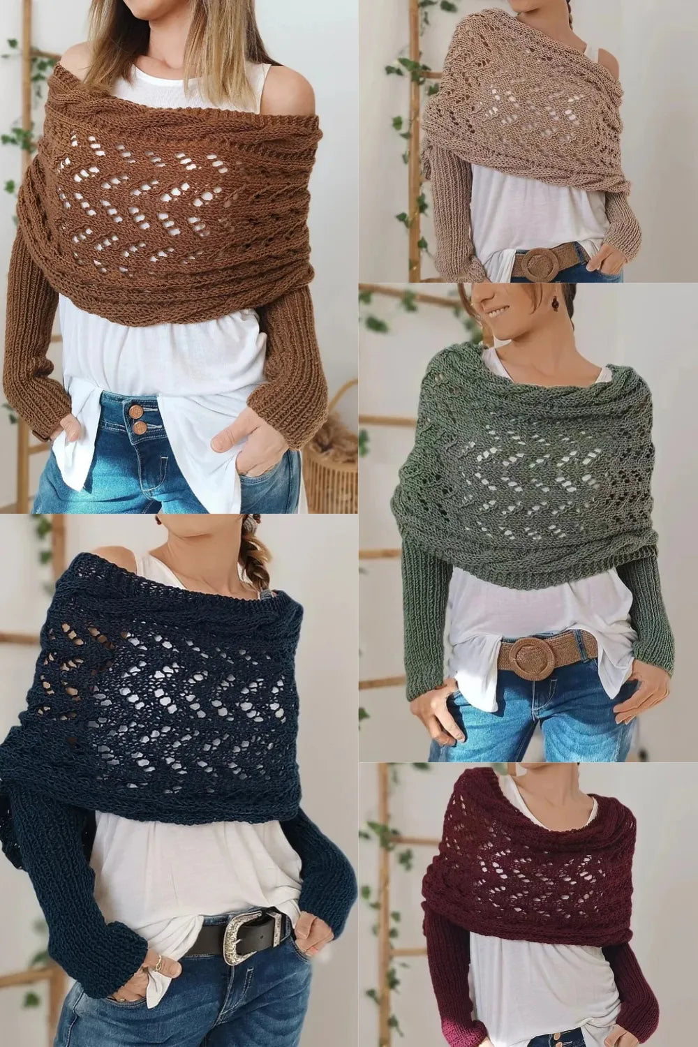 Winifred | Gebreide omslagdoek voor dames – Comfortabele oversized gebreide sjaal voor herfst en winter