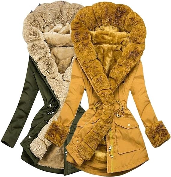Bohdana | Warme Modejas met Knusse Pluche Voering & Capuchon - Winter Bovenkleding voor Vrouwen