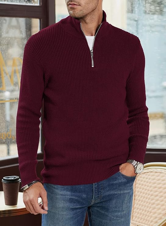 Halvion | Elegante herentrui met halve rits – Stijlvolle Italiaanse pullover voor casual en zakelijke gelegenheden