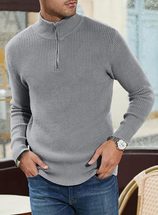 Halvion | Elegante herentrui met halve rits – Stijlvolle Italiaanse pullover voor casual en zakelijke gelegenheden