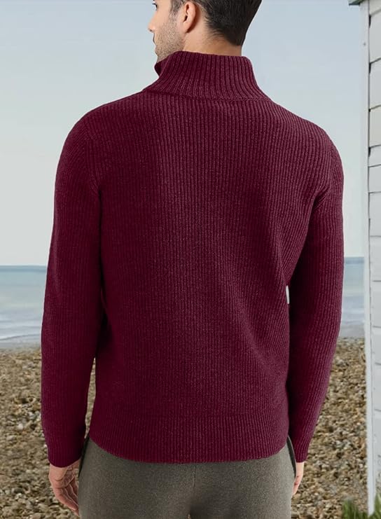 Halvion | Elegante herentrui met halve rits – Stijlvolle Italiaanse pullover voor casual en zakelijke gelegenheden