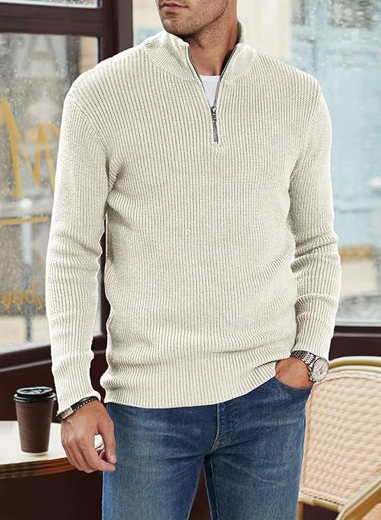 Halvion | Elegante herentrui met halve rits – Stijlvolle Italiaanse pullover voor casual en zakelijke gelegenheden