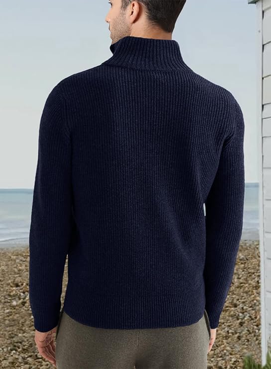 Halvion | Elegante herentrui met halve rits – Stijlvolle Italiaanse pullover voor casual en zakelijke gelegenheden