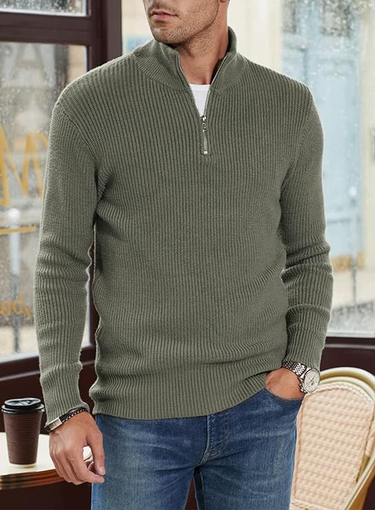 Halvion | Elegante herentrui met halve rits – Stijlvolle Italiaanse pullover voor casual en zakelijke gelegenheden