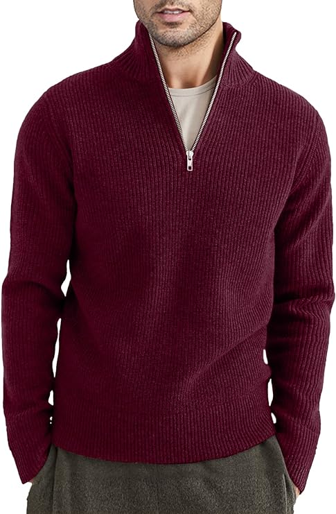 Halvion | Elegante herentrui met halve rits – Stijlvolle Italiaanse pullover voor casual en zakelijke gelegenheden