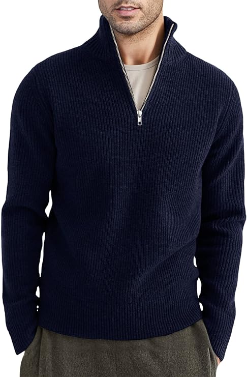 Halvion | Elegante herentrui met halve rits – Stijlvolle Italiaanse pullover voor casual en zakelijke gelegenheden