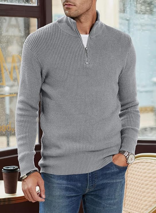 Halvion | Elegante herentrui met halve rits – Stijlvolle Italiaanse pullover voor casual en zakelijke gelegenheden