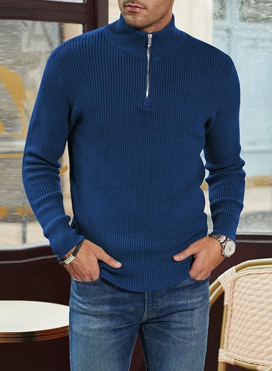 Halvion | Elegante herentrui met halve rits – Stijlvolle Italiaanse pullover voor casual en zakelijke gelegenheden