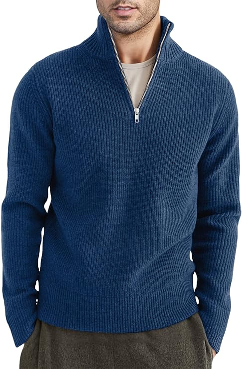 Halvion | Elegante herentrui met halve rits – Stijlvolle Italiaanse pullover voor casual en zakelijke gelegenheden