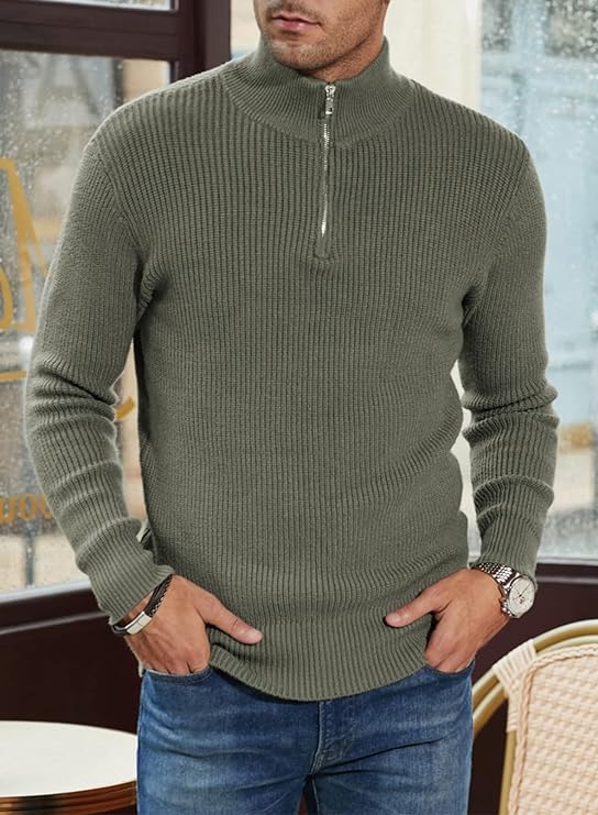 Halvion | Elegante herentrui met halve rits – Stijlvolle Italiaanse pullover voor casual en zakelijke gelegenheden