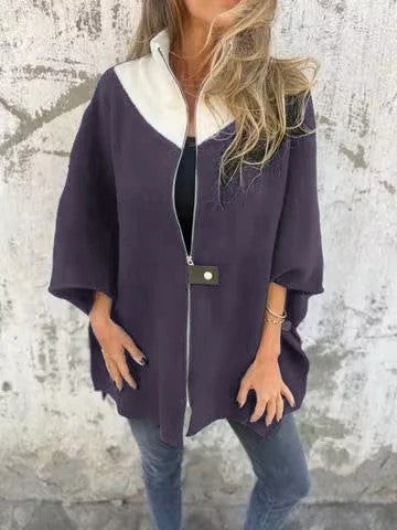 Kevra | Veste femme ample à col montant – Vêtement d'extérieur décontracté et tendance avec fermeture éclair intégrale