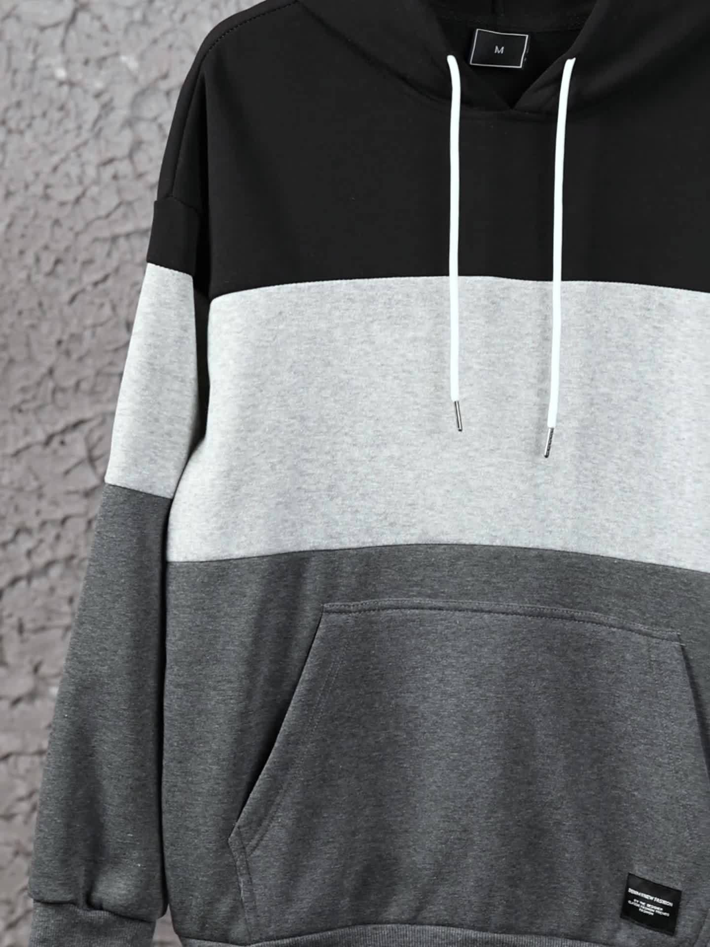 Eitan | Oversized hoodie voor heren met kleurblokken – Tweekleurige pullover met zakken